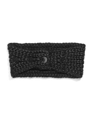 Calvin Klein Metallic Stretch Knit Headband - BLACK
