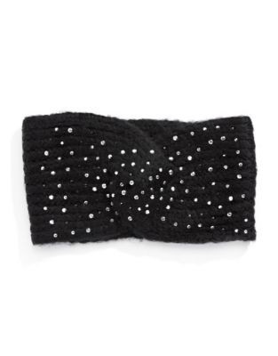 Collection 18 Embellished Twist Knit Headband - BLACK PAINT
