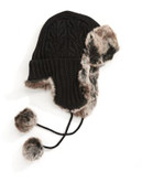 Parkhurst Cable Knit and Faux Fur Hat - BLACK/TUNDRA