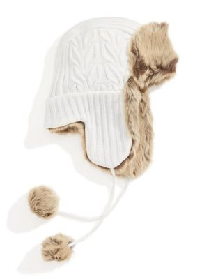 Parkhurst Cable Knit and Faux Fur Hat - IVORY/TIMBERLAND