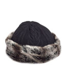 Parkhurst Faux Fur and Cable-Knit Tuque - BLACK/TUNDRA
