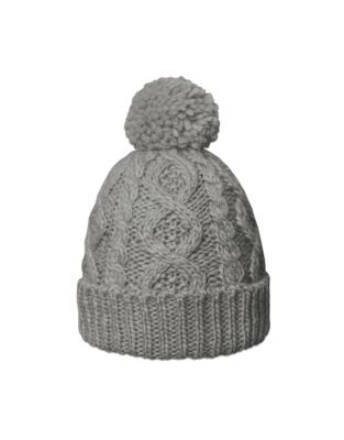 Rella Betto Pom Knit Cuffed Hat - LIGHT HEATHER GREY