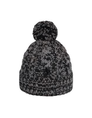 Rella Chunky Marled Yarn Hat - BLACK/GREY