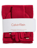 Calvin Klein Waffle Knit Hat Scarf and Gloves Set - RED