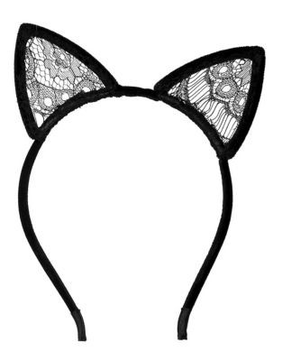 Topshop Velvet Cat Ears - BLACK
