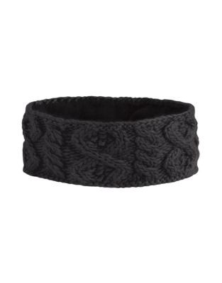Rella Cable Knit Fleece-Lined Headband - BLACK