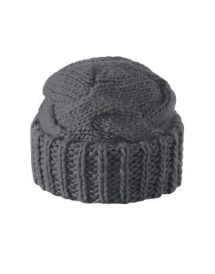 Rella Molly Double Cuffed Chunky Knit Hat - CHARCOAL