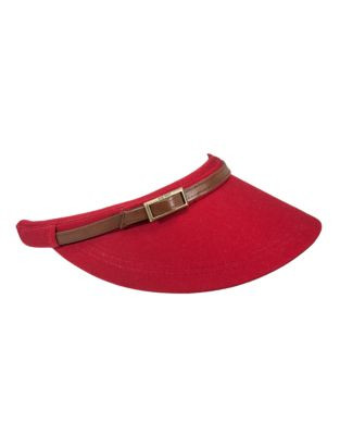 Nine West Canvas Clip-On Visor Hat Classic Collection - RED