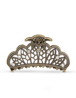 Expression Filigree Hair Claw with Rhinestones - GOLD