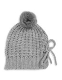Echo Rib Knit Fur Pom Pom Hat - PLATINUM