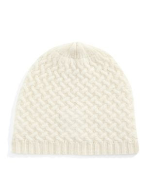 Lord & Taylor Cashmere Basketweave Tuque - IVORY