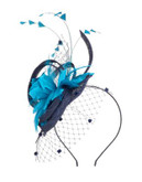 Jacques Vert Feather Quill Floral Headpiece - BLUE