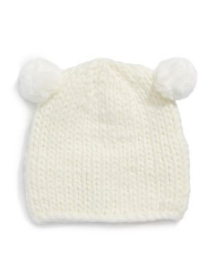 Kiwi Knit Tuque with Faux Fur Ears - WHITE
