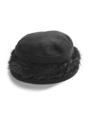 Parkhurst Faux Fur Trimmed Cloche Hat - BLACK/BLACK MINK