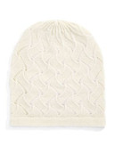 Lord & Taylor Pointelle Cashmere Beanie - IVORY