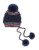 Pajar Mixed Knit Tuque with Fur Pom-Poms - BLUE