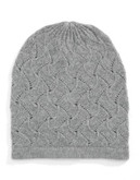 Lord & Taylor Pointelle Cashmere Beanie - GREY HEATHER