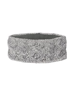 Rella Cable Knit Fleece-Lined Headband - GREY