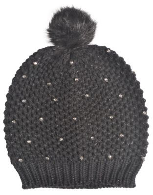 Collection 18 Rhinestone Ice Wall Beanie - BLACK PAINT