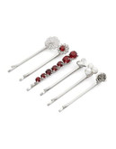 Expression Six-Pack Embellished Bobby Pins - RED