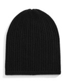 Lord & Taylor Ribbed Cashmere Beanie - BLACK