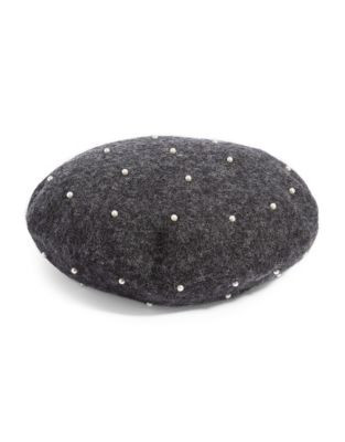 Lauren Ralph Lauren Pearly Wool-Blend Beret - DARK GREY HEATHER