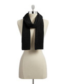Lord & Taylor Ribbed Cashmere Scarf - BLACK