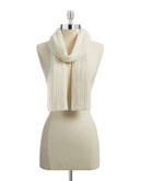 Lord & Taylor Ribbed Cashmere Scarf - IVORY