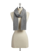 Lord & Taylor Ribbed Cashmere Scarf - GREY HEATHER