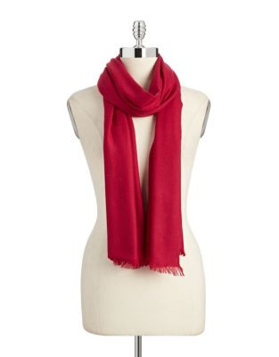 Lord & Taylor Wool-Silk Blend Wrap Scarf - RED