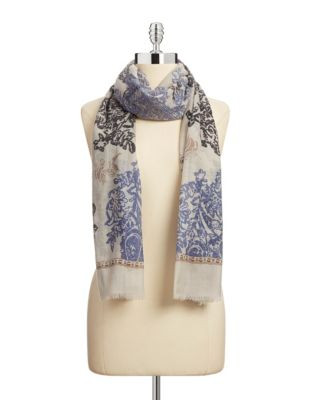 Lord & Taylor Paisley Wool Scarf - PUMICE