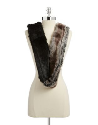 Parkhurst Mixed Faux Fur Infinity Scarf - BLACK MINK/TUNDRA