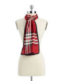 Lord & Taylor Silk Fraas Plaid Oblong Scarf - RED