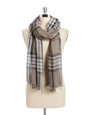 Lord & Taylor Classic Plaid Scarf - TAUPE