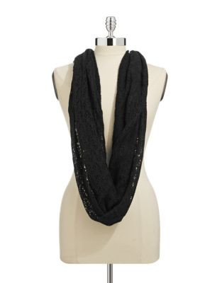 Lord & Taylor Knit Infinity Scarf - BLACK