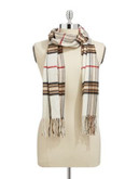 Lord & Taylor Classic Fraas Plaid Scarf - IVORY