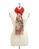 Lord & Taylor Animal Border Scarf - RED