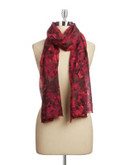 Lord & Taylor Shadow Roses Wool Scarf - RED