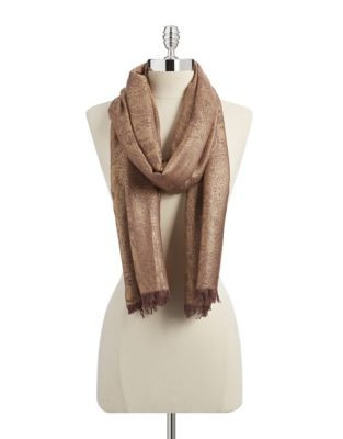 Lord & Taylor Metallic Paisley Scarf - GOLD