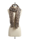 Lord & Taylor Leopard Print Scarf - TAUPE