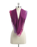 Lord & Taylor Fringe Ombre Infinity Scarf - BERRY