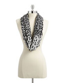 Lord & Taylor Leopard Knit Infinity Scarf - BLACK