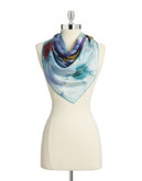 Echo Square Silk Scarf in Floral - BLUE
