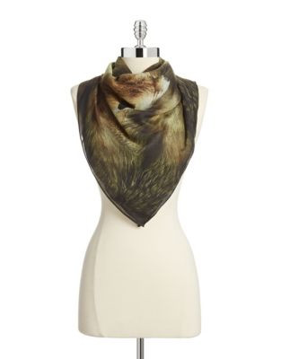 Echo Woven Fox Fur Print Scarf - MAPLE WOOD