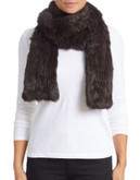 Surell Long Haired Rabbit Scarf - BROWN