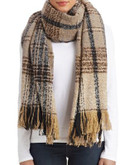 Collection 18 Oversized Plaid Boucle Scarf - SEPIA SAND