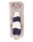 Topshop Striped Pull-Through Faux Fur Stole - GREY
