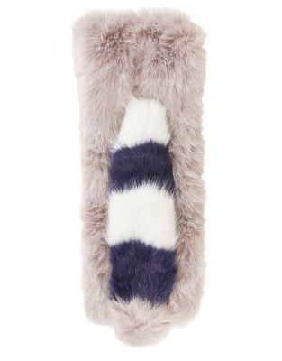Topshop Striped Pull-Through Faux Fur Stole - GREY