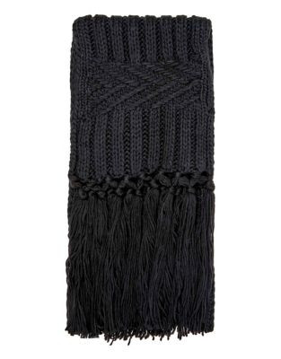 Topshop Cable Knit Scarf - BLACK