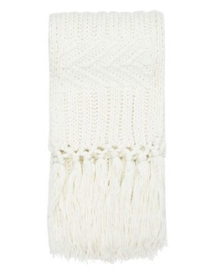 Topshop Cable Knit Scarf - CREAM